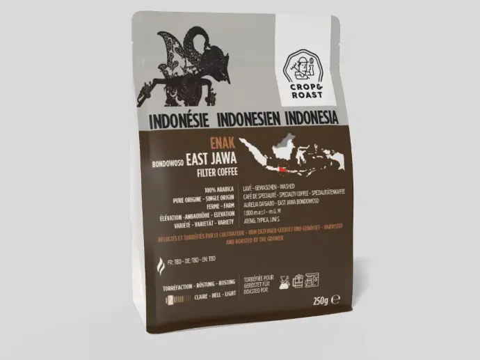 ENAK, Specialty Coffee Bean, CROP and ROAST, East Jawa Bondowoso Indonesia, Washed, Filter